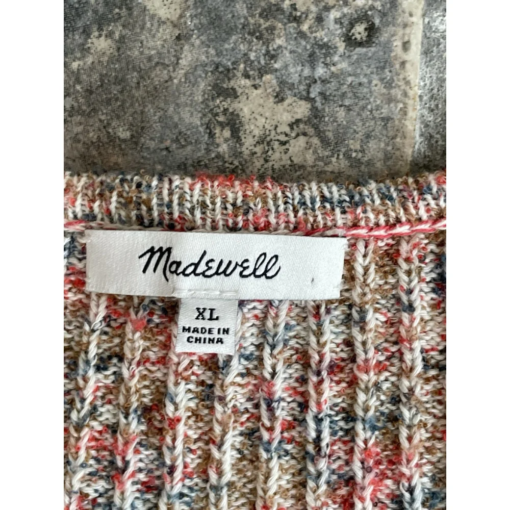 Madewell Marled Shrunken Ribbed Cardigan Sweater Size XL